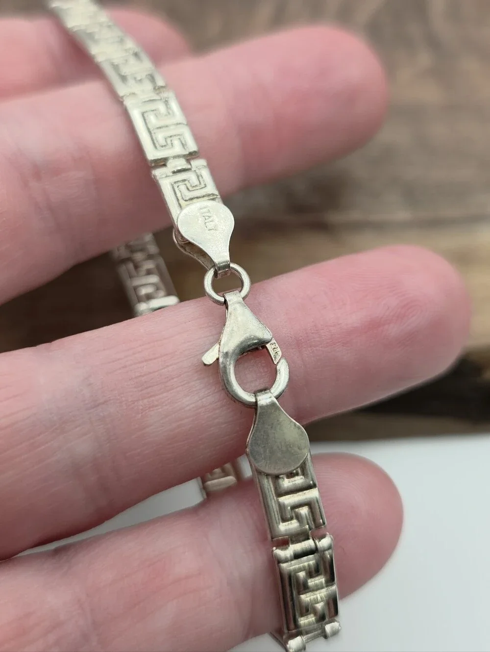Vintage Paolo Romeo 925 Sterling Silver Greek Key Bracelet